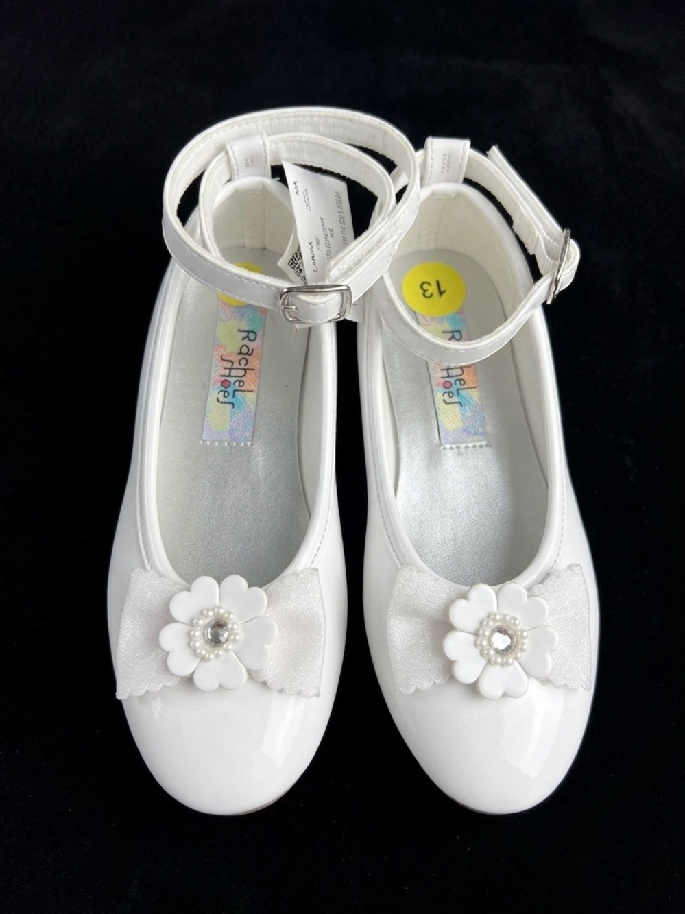 Rachel Shoes White Patent Girls' Mary Jane with Flower Bow